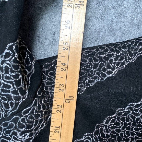 Leather Band‎ Collar Womens 1X Silver Embroidery Mid Length Coat - Picture 6 of 8